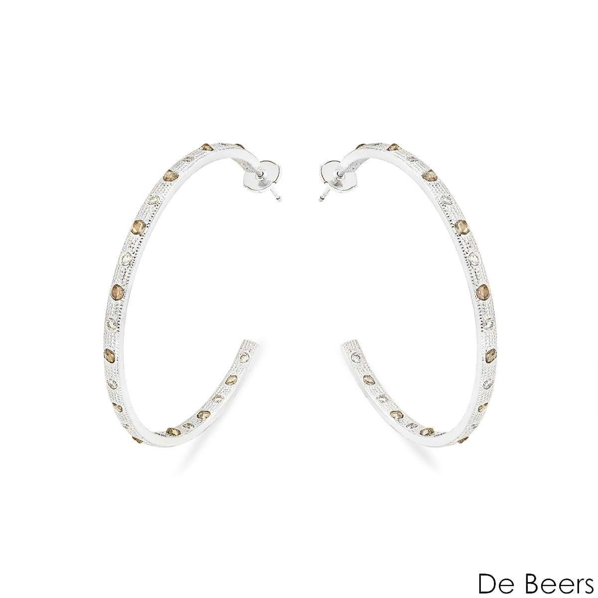De Beers White Gold Talisman Hoop Earrings E103359